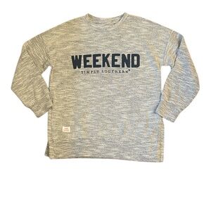 Simply Southern Weekend Pullover Gray and Blue Women’s Size Medium